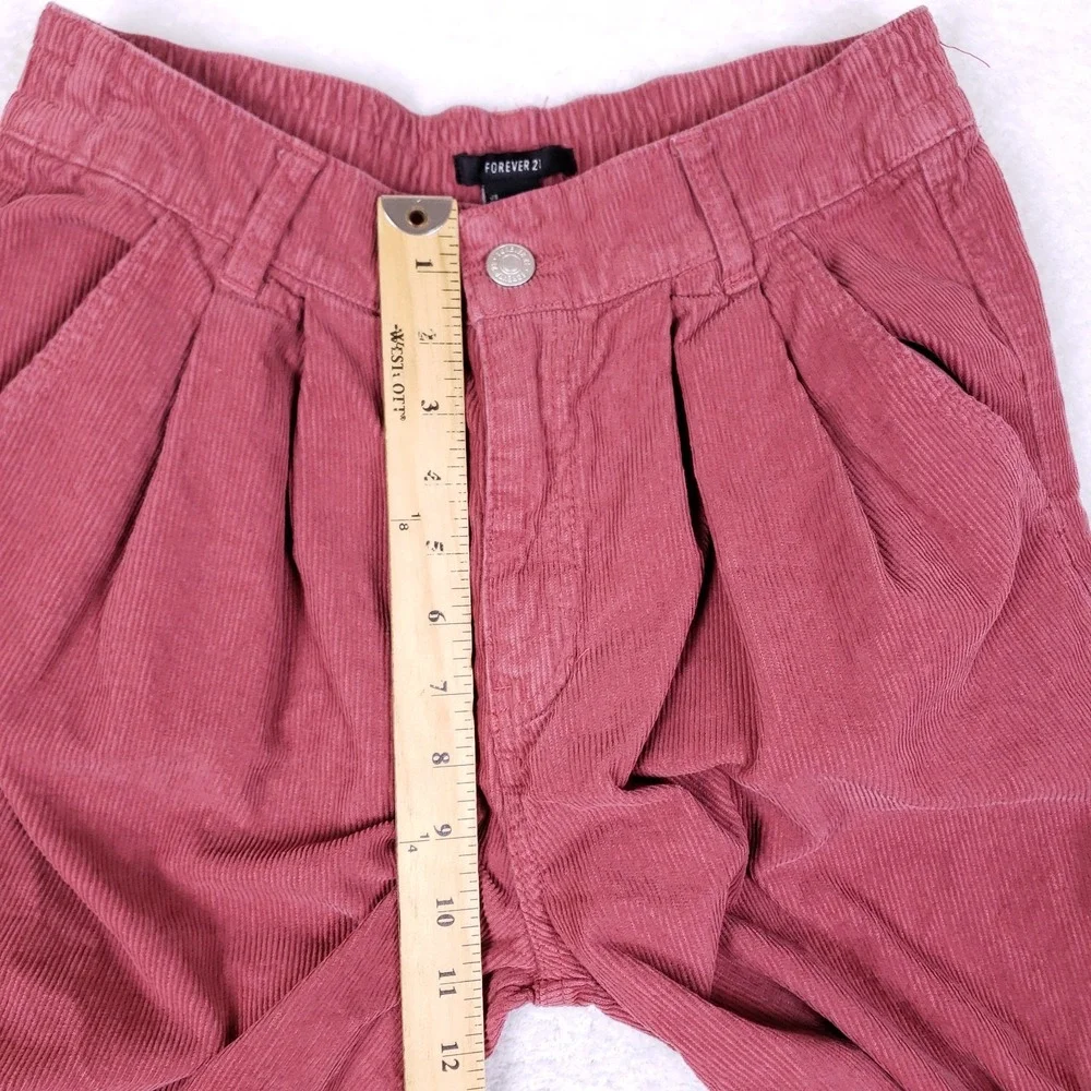 Forever 21 Corduroy Pants Pleated Straight Leg Medium Pink Coastal - Picture 4 of 10